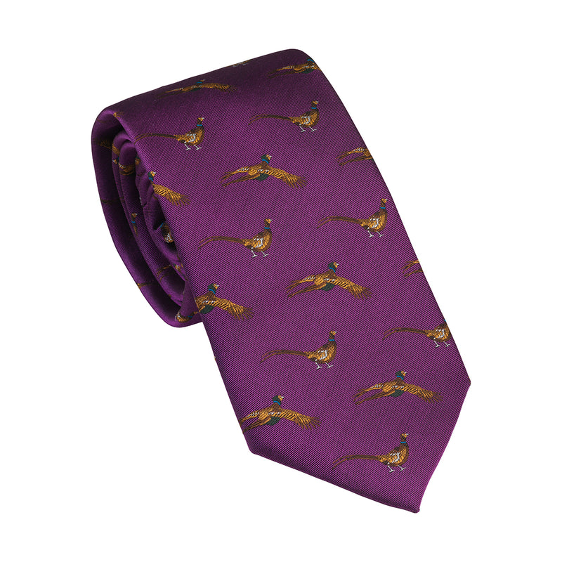 Laksen Tie Flying and Standing Pheasant Motif