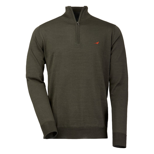 Laksen Men's Norfolk Quarter Zip Italian Merino Wool Sweater