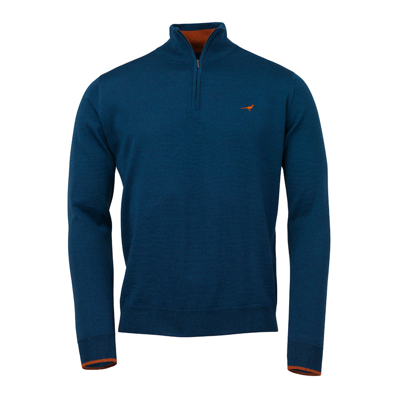 Laksen Men's Norfolk Quarter Zip Italian Merino Wool Sweater