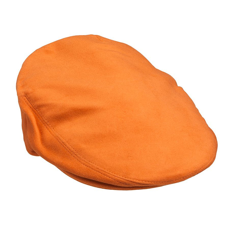 Laksen Men's Belgravia Moleskin Flat Cap - Blaze Orange