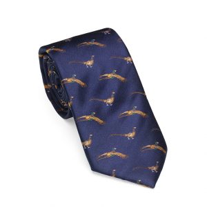 Laksen Tie Flying and Standing Pheasant Motif
