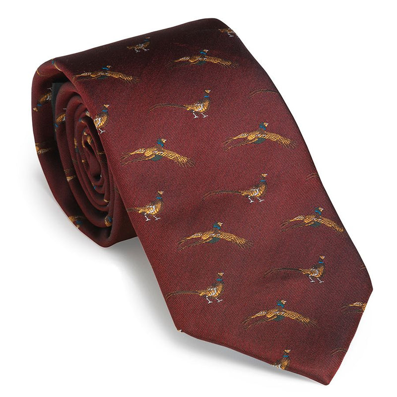 Laksen Tie Flying and Standing Pheasant Motif