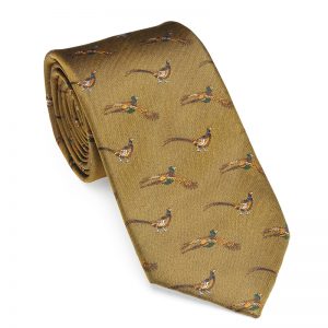 Laksen Tie Flying and Standing Pheasant Motif